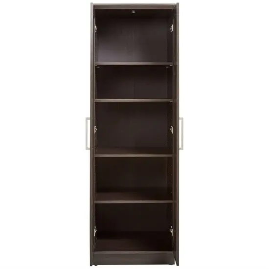 Dark Brown Oak Bedroom Wardrobe Cabinet with Keyboard Tray Charging Station and Storage Organizer {3}