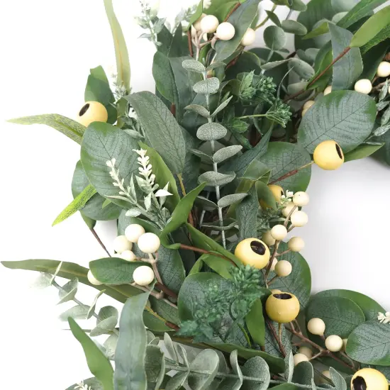 22 Inch All Season Greenery Wreath {4}
