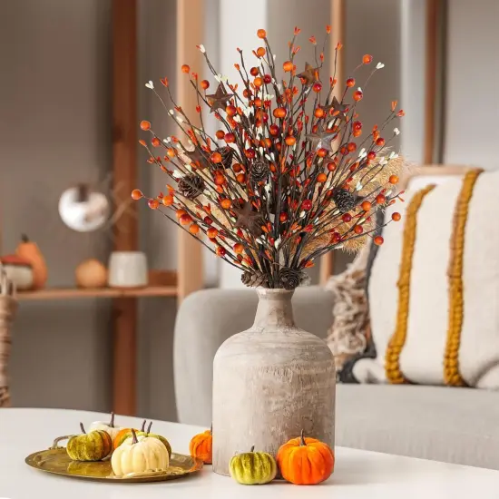 6 Pcs Artificial Berry Picks with Rusty Metal Stars {3}