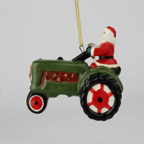 Ceramic Santa On Green Tractor Ornament, Gift for Him or Dad, Kitchen D&eacute;cor, Christmas D&eacute;cor, Gift for Farmer, Farmhouse Decor {5}