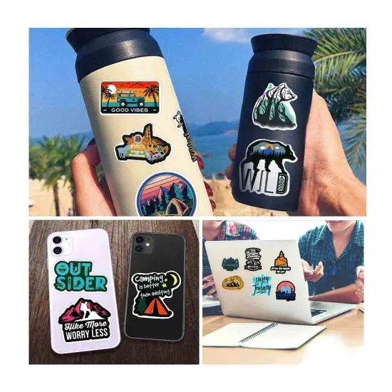 100pcs Outdoor Camping Hiking Adventure Stickers, Wilderness Nature Travel Camper Stickers for Water Bottle Laptop Luggage Cup, Waterproof Summer Camp Stickers Decals for Adults Teens Girls Boys Kids {2}