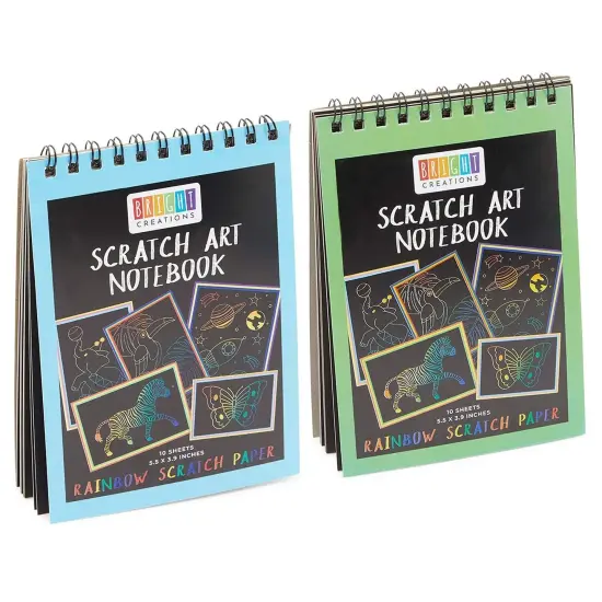 Bright Creations 8 Pack Rainbow Scratch Paper Pads for Kids Ages 8-14 with Wooden Styluses, 10 Sheets (5.5 x 3.9 In) Black {7}