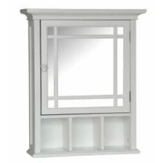White Bathroom Medicine Cabinet with Mirror Wall Mounted MDF Storage Organizer {1}