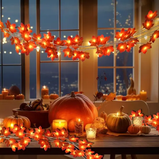 Total 30Ft 60LED Fall Leaf Decor String Lights {1}