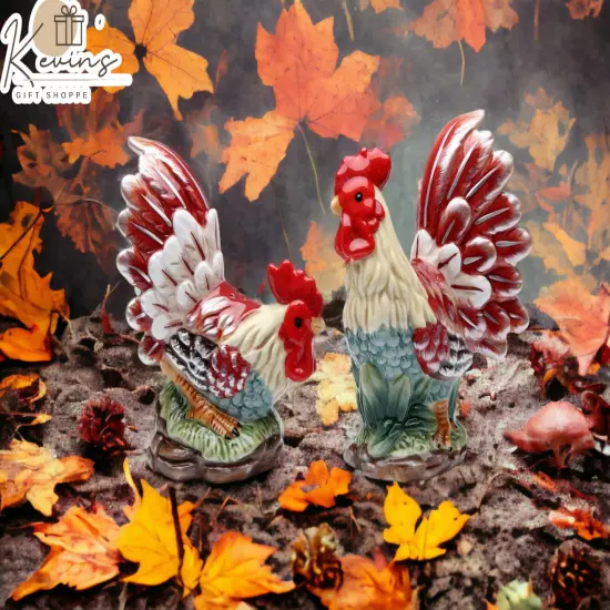 Ceramic Rooster Salt & Pepper Shakers, Home D&eacute;cor, Gift for Her, Gift for Mom, Kitchen D&eacute;cor, Dining Table D&eacute;cor, Farmhouse Decor {2}