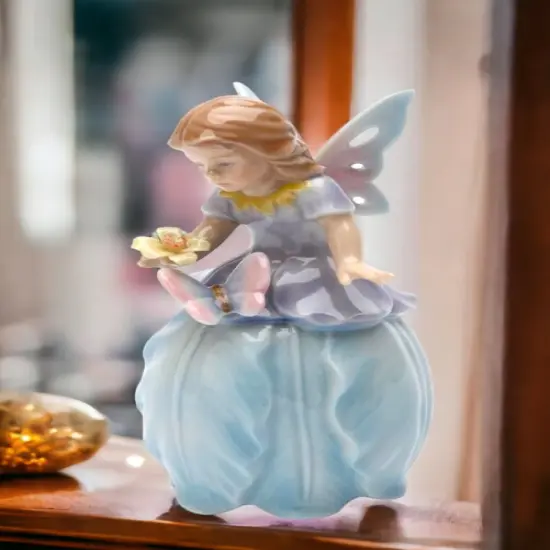 Ceramic Fairy on Tulip Flower Bell, Home Decor, Gift for Her, Gift for Daughter, Spring Decor {1}