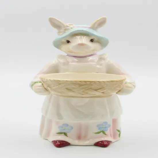 Ceramic Bunny Rabbit Carrying Basket Candy Dish, Home D&eacute;cor, Gift for Her, Gift for Mom, Kitchen D&eacute;cor, Spring D&eacute;cor, Easter D&eacute;cor {2}