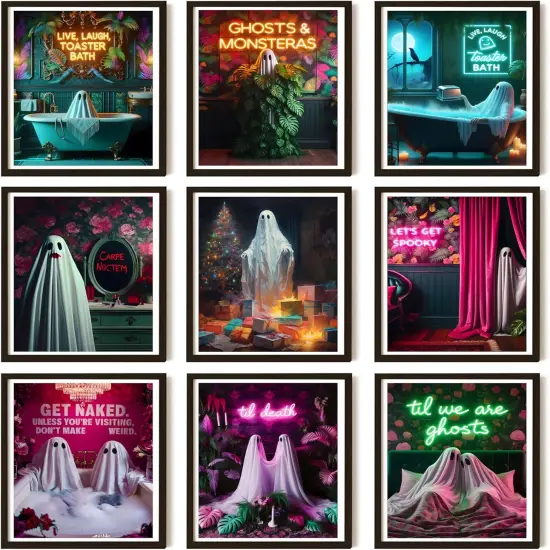 9Pcs Halloween Ghosts Canvas Wall Art {1}