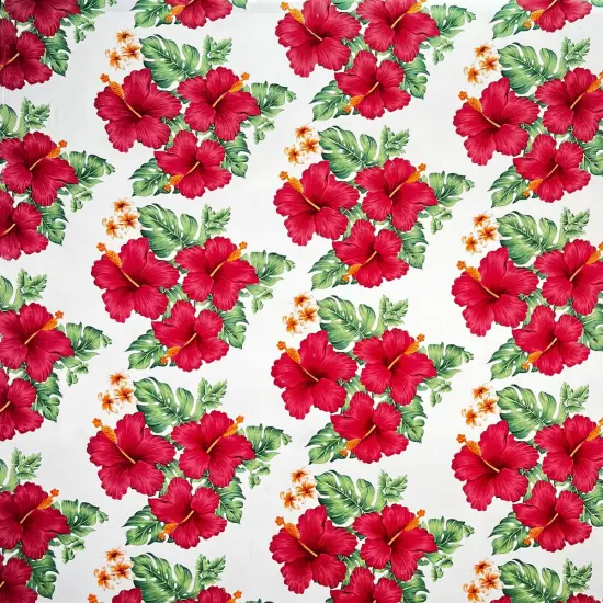 1 Yard Hibiscus & Tropical Leaves Cluster Peachskin Fabric 45 Inch Width Purple {3}