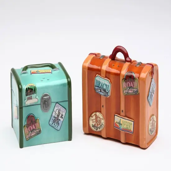 Ceramic Suitcase Luggage Salt & Pepper Shakers, Home D&eacute;cor, Gift for World Traveler, Gift for Her, Gift for Mom, Kitchen D&eacute;cor {3}