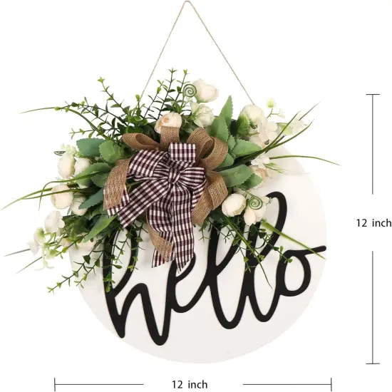 Welcome sign for front door Round Wood Sign Hanging Welcome Sign for Farmhouse porch Spring Welcome Sign Front Door Decoration {3}