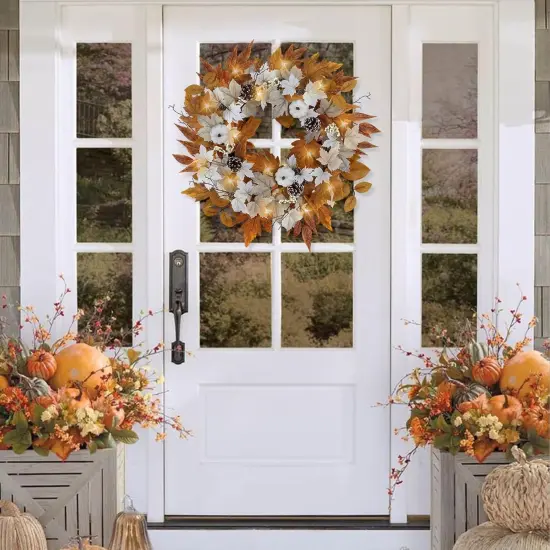 Autumn Fall Wreath with Lights - Multicolored {2}