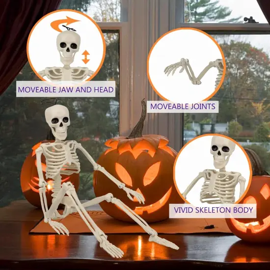 6PCS Halloween Skeleton Decorations - 16" with Movable Joint {3}