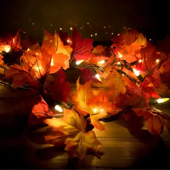 Thanksgiving Decorations Maple Leaf String Lights Plug in, 8ft Leaves Garland {4}