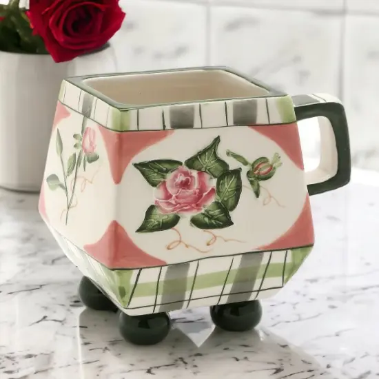 Hand Painted Ceramic Romantic Rose Mug, Home D&eacute;cor, Gift for Her, Gift for Mom, Kitchen D&eacute;cor, Valentine&rsquo;s Day D&eacute;cor, Romantic D&eacute;cor {1}