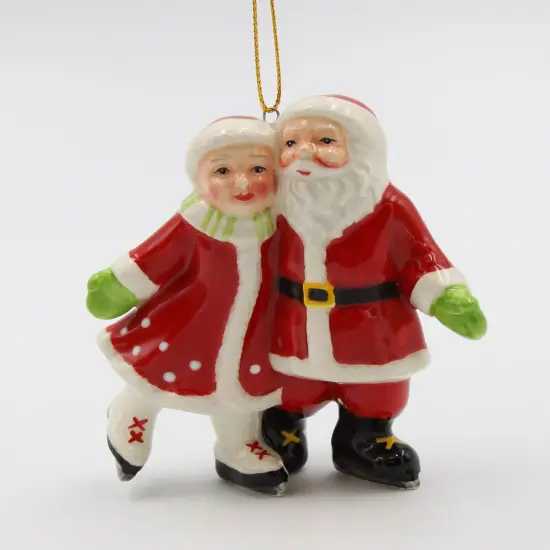 Ceramic Santa And Mrs. Claus Ice Skating Ornament, Home D&eacute;cor, Gift for Her, Gift for Mom, Kitchen D&eacute;cor, Christmas D&eacute;cor {3}
