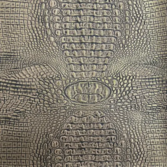 1 Yard Two Tone Gator Faux Leather Vinyl Fabric Upholstery Handbags Durable 56" Width Gold | Black {1}