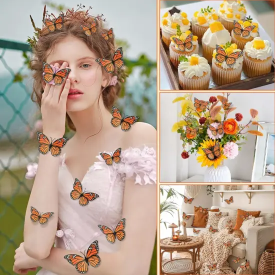 12 Pcs - Monarch Butterfly Decorations, 3D Monarch Butterfly Wall Decor {5}