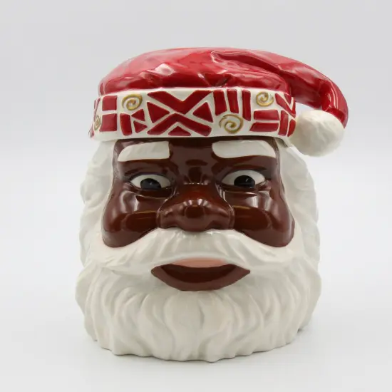 Ceramic African American Santa Cookie Jar, Home D&eacute;cor, Gift for Her, Gift for Mom, Kitchen D&eacute;cor, Christmas D&eacute;cor {3}