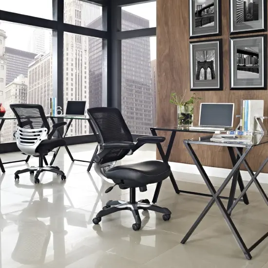 Black Mesh Office Chair with Flip-Up Arms, Adjustable Height and Tilt Control {5}