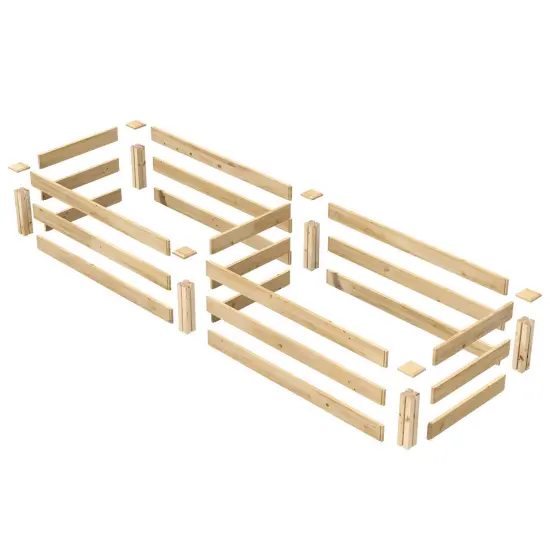 Brown Pine Wood 2x8 Ft Raised Garden Bed Planter Frame Kit {3}
