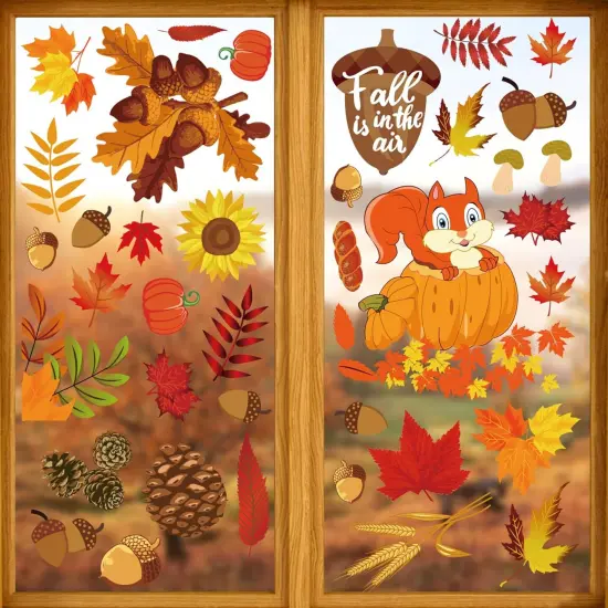 Fall Window Clings for Glass Thanksgiving Clings Decor for Windows {1}