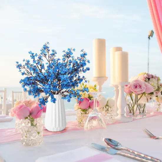 AILANDA 6 Bundles Baby Breath Flowers Artificial Bulk Fake Gypsophila Bouquets Sky Blue Real Touch Silk Floral Arrangements for Table Centerpieces Wedding Home Farmhouse Party DIY Decor {6}