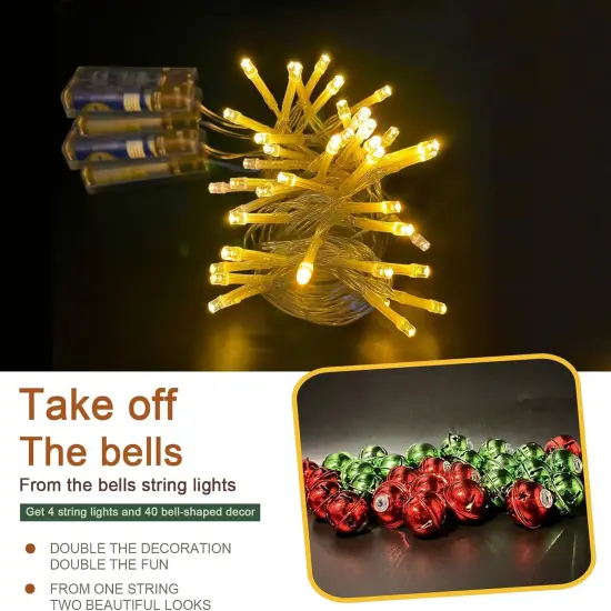 4PACK Christmas Jingle Bells Lights - Total 26Ft {2}