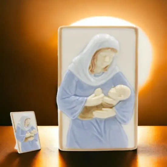 Ceramic Mary Holding Baby Jesus Figurine, Home D&eacute;cor, Religious D&eacute;cor, Religious Gift, Church D&eacute;cor, Baptism Gift {1}