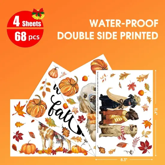 68 PCS Large Size Fall Window Cling Sticker {4}