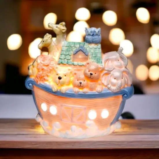 Ceramic Noah's Ark Night Light, Christmas D&eacute;cor, Religious D&eacute;cor, Religious Gift, Church D&eacute;cor, Baptism Gift, Easter D&eacute;cor {1}