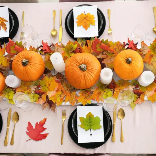 3 Pack Fall Maple Leaf Garland 5.7Ft/Piece Artificial Autumn Maple Leaves Hanging Foliage {4}