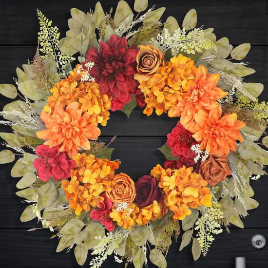 26&rdquo; Fall Wreaths for Front Door Outside, Vivid Thanksgiving Decorations Wreath with Hydrangea, Fall Decorations for Home Halloween Thanksgiving {1}