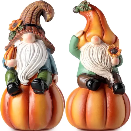 2 Pcs Fall Gnome Statue Decor {1}