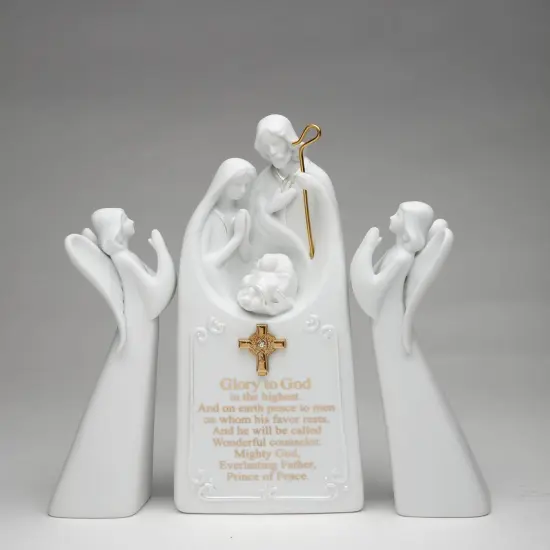 Ceramic 2 Angels With Holy Family Night Light-Glory to God, Home D&eacute;cor, Religious D&eacute;cor, Religious Gift, Church D&eacute;cor, Baptism Gift {3}