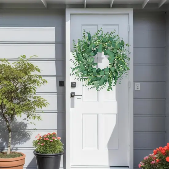 Spring Wreath 22 Inch Spring Summer Wreaths with Eucalyptus Leaves {2}