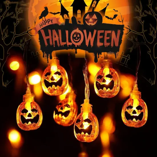 Halloween Pumpkin String Lights - 20 LED {5}