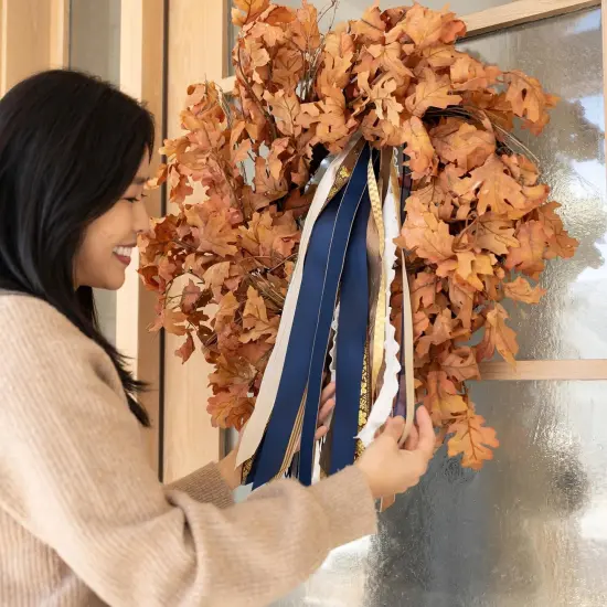 Wreath Ribbon Set - Decorative Bow & Assorted Ribbon for Wreaths - Clip-On Wreath Sash Ribbons Bundle for Indoor & Outdoor Use - Premium Wreath Making Supplies - Golden Winter {2}