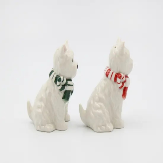 Ceramic Christmas Westie Dog Salt And Pepper Shaker Set, Home D&eacute;cor, Gift for Her, Gift for Mom, Kitchen D&eacute;cor, Gift for Dog Lover {5}