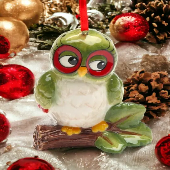 Ceramic Owl On The Tree Branch Ornament, Home D&eacute;cor, Gift for Her, Gift for Mom, Kitchen D&eacute;cor, Birdwatcher Gift {2}