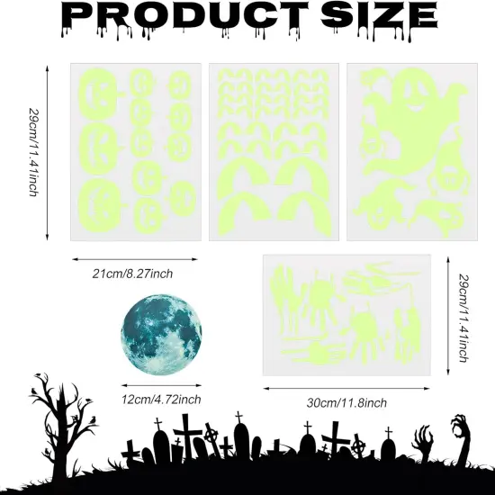 173 Pieces Halloween Glow in The Dark Decorations {2}