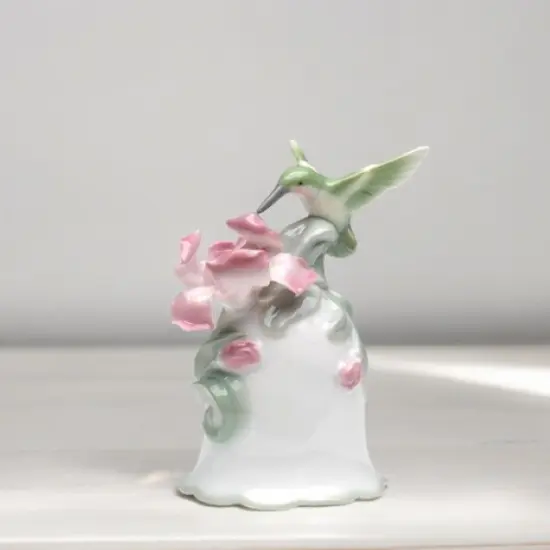 Ceramic Hummingbird With Iris Flower Musical, Gift for Birdwatcher, Gift for Her, Gift for Mom {2}