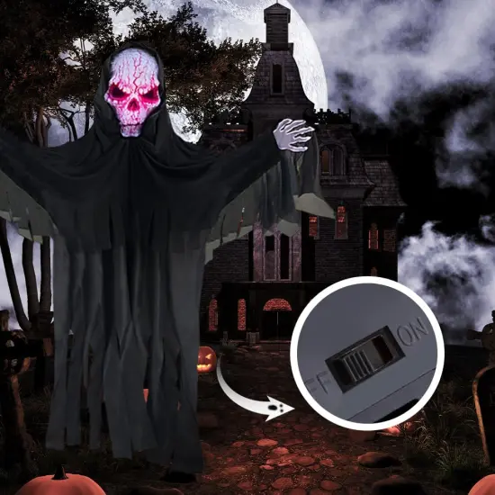 72" Halloween Animatronics Ghost Outdoor Decoration - Reaper {5}