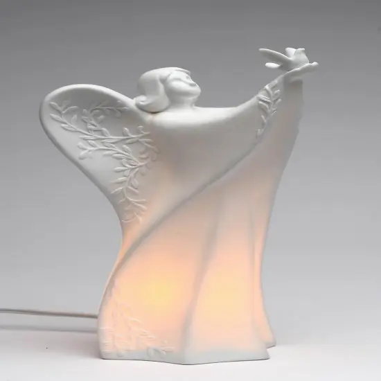 Ceramic Angel Holding Dove Night Light, Home Décor, Religious Décor, Religious Gift, Church Décor, Baptism Gift {3}