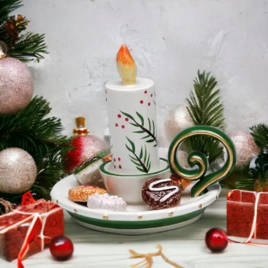 Ceramic Christmas Candle Holder Ornament, Home D&eacute;cor, Gift for Her, Gift for Mom, Kitchen D&eacute;cor, Christmas D&eacute;cor {1}