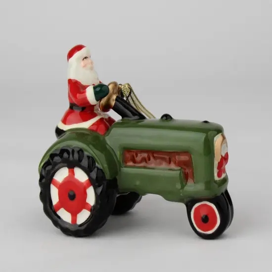Ceramic Santa On Green Tractor Ornament, Gift for Him or Dad, Kitchen D&eacute;cor, Christmas D&eacute;cor, Gift for Farmer, Farmhouse Decor {6}