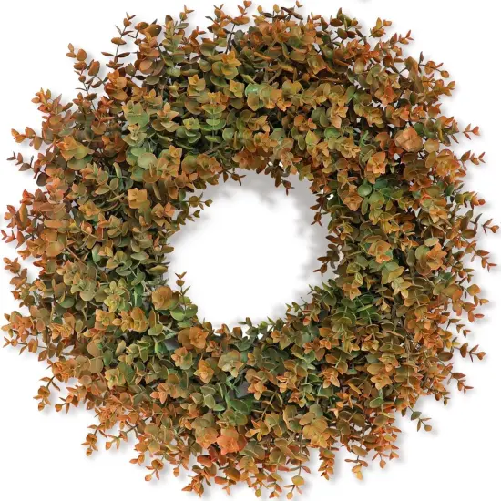 26" Fall Wreath for Front Door, Porch, Window - Large Artificial Boxwood Leaves {1}
