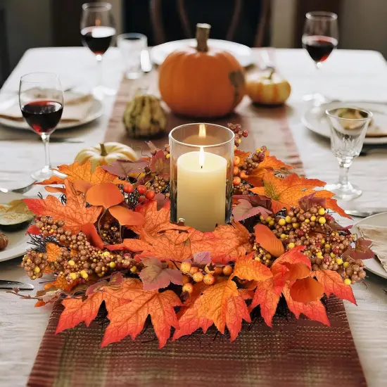 19 Inch Artificial Fall Wreath with Berry Branches {3}