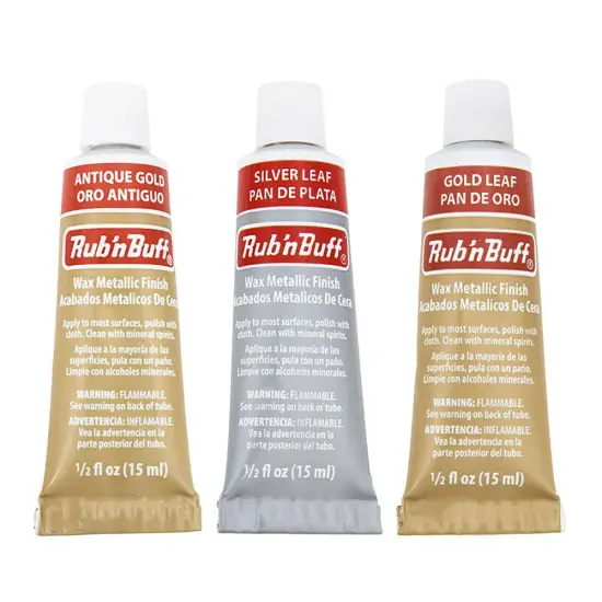 Amaco Rub 'N Buff Wax Metallic Finish, 3 Color Assortment (Gold Leaf, Antique Gold, Silver Leaf) {1}
