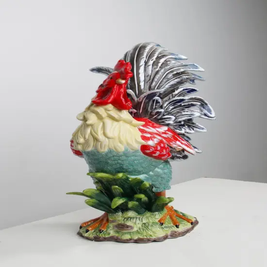 Ceramic Large Rooster Statue In Red and Navy, Home D&eacute;cor, Gift for Her, Gift for Mom, Kitchen D&eacute;cor, Farmhouse D&eacute;cor, Fall Decor {6}